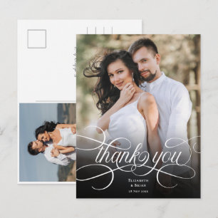 Elegantes Skript-Foto-Dankeschön zur Hochzeit Postkarte