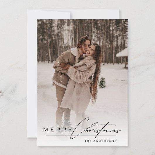 Elegantes Skript Foto Frohe Weihnachten (Vorderseite)