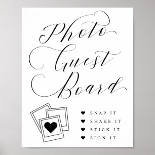 Elegantes Skript Foto Gästebuch Hochzeitsschild
