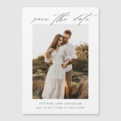 Elegantes Skript-Foto Hochzeit speichern Magneteinladung (Vorderseite)