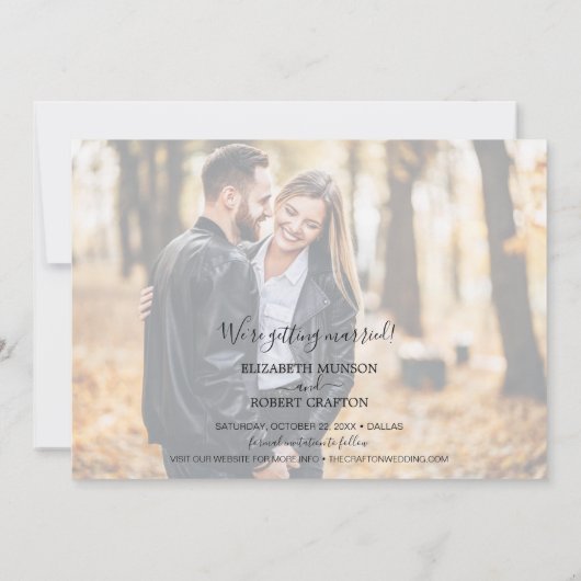 Elegantes Skript-Foto Hochzeit speichern Save The Date (Rückseite)
