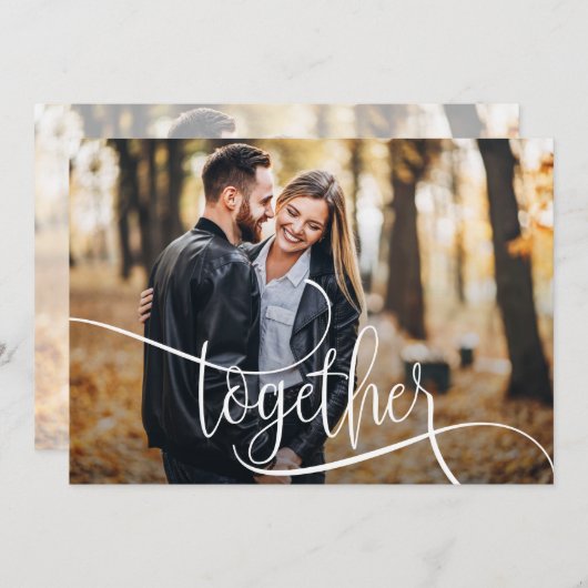 Elegantes Skript-Foto Hochzeit speichern Save The Date (Vorne/Hinten)