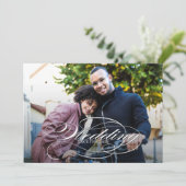Elegantes Skript-Foto Hochzeit speichern Save The Date (Stehend Vorderseite)