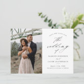 Elegantes Skript-Foto Hochzeit speichern Save The Date (Stehend Vorderseite)