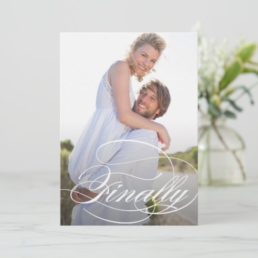 Elegantes Skript-Foto Hochzeit speichern Save The Date (Stehend Vorderseite)