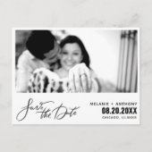 Elegantes Skript-Foto Hochzeit Speichern Sie das D Ankündigungspostkarte (Vorderseite)