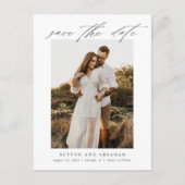 Elegantes Skript-Foto Hochzeit Speichern Sie das D Ankündigungspostkarte (Vorderseite)