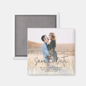 Elegantes Skript-Foto Hochzeit Speichern Sie das D Magnet (Vorderseite/Rückseite)