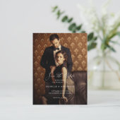 Elegantes Skript-Foto Hochzeit Speichern Sie das D Postkarte (Stehend Vorderseite)