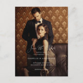 Elegantes Skript-Foto Hochzeit Speichern Sie das D Postkarte (Vorderseite)