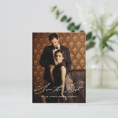 Elegantes Skript-Foto Hochzeit Speichern Sie das D Postkarte (Stehend Vorderseite)