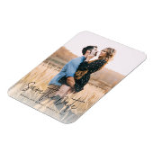 Elegantes Skript-Foto-Hochzeits-Save-the-Date Magnet (Linke Seite)