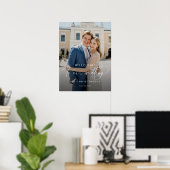 Elegantes Skript-Foto-Hochzeitswillkommen Poster (Heimbüro)