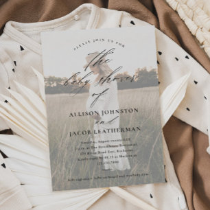 Elegantes Skript Foto Overlay Couples Kinderdusche Einladung