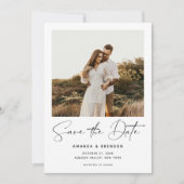 Elegantes Skript-Foto QR-Code Hochzeit Speichern S Save The Date (Vorderseite)