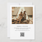 Elegantes Skript-Foto QR-Code Hochzeit Speichern S Save The Date (Rückseite)
