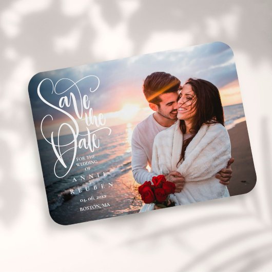 Elegantes Skript Foto Save-the-Date Magnet