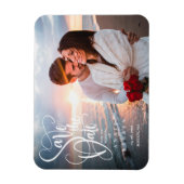 Elegantes Skript Foto Save-the-Date Magnet (Vertikal)