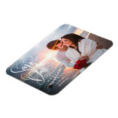 Elegantes Skript Foto Save-the-Date Magnet (Linke Seite)