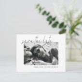 Elegantes Skript ⎢ Foto Save the Date Postkarte (Stehend Vorderseite)