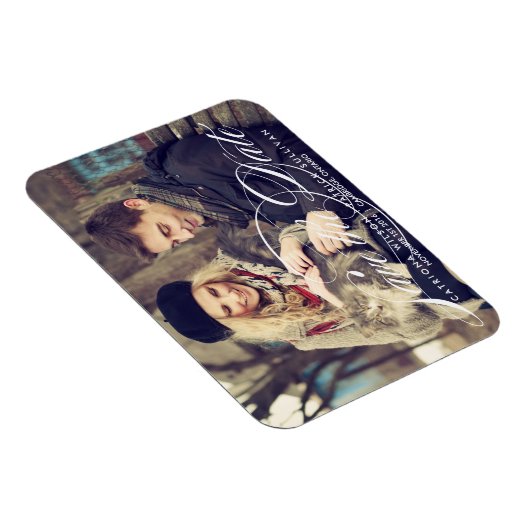 Elegantes Skript-Foto Speichern Sie die Datumsmagn Magnet (Rechte Seite)