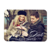 Elegantes Skript-Foto Speichern Sie die Datumsmagn Magnet (Horizontal)