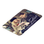 Elegantes Skript-Foto Speichern Sie die Datumsmagn Magnet (Linke Seite)