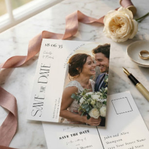 Elegantes Skript-Foto-Tor-Hochzeit "Save the Date" Postkarte
