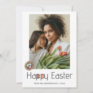 Elegantes Skript Frohe Ostern Familie ein Foto Feiertagskarte