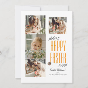 Elegantes Skript Frohe Ostern Familie Fotocollage Feiertagskarte