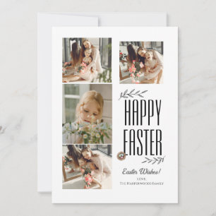 Elegantes Skript Frohe Ostern Familie Fotocollage Feiertagskarte