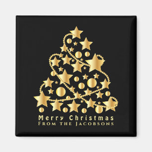 Elegantes Skript Frohe Weihnachten Gold Stern Schw Magnet