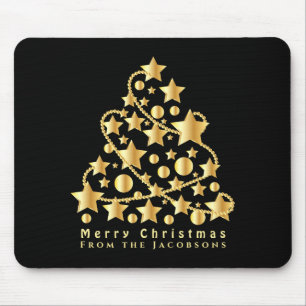 Elegantes Skript Frohe Weihnachten Goldener Stern Mousepad