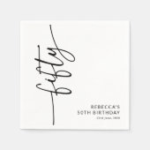 Elegantes Skript Fünfzig 50. Geburtstag Serviette (Vorderseite)