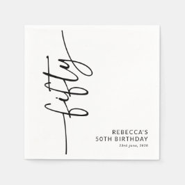 Elegantes Skript Fünfzig 50. Geburtstag Serviette
