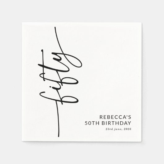 Elegantes Skript Fünfzig 50. Geburtstag Serviette (Vorderseite)