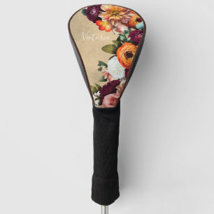 Elegantes Skript für Blumennamen, angepasst rusti Golf Headcover