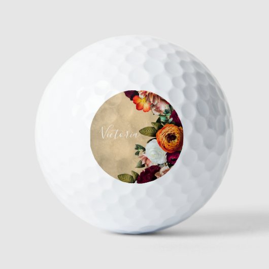 Elegantes Skript für Blumennamen, angepasst rustik Golfball (Vorderseite)
