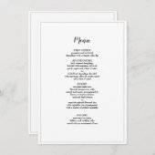 Elegantes Skript für das Abendessen bei Hochzeiten Menükarte (Vorne/Hinten)