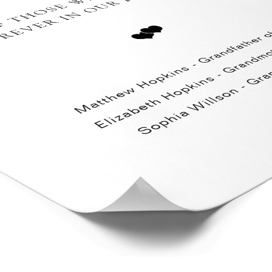 Elegantes Skript für das Love Memory Memorial-Zeic Poster (Ecke)