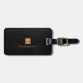 Elegantes Skript für den Namen von schwarzem Gold- Gepäckanhänger (Vorderseite horizontal)