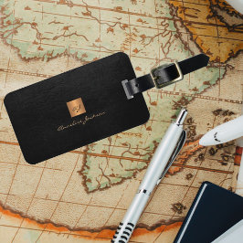 Elegantes Skript für den Namen von schwarzem Gold- Gepäckanhänger