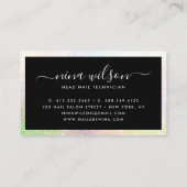 Elegantes Skript für den schwarzen holografischen Visitenkarte (Rückseite)