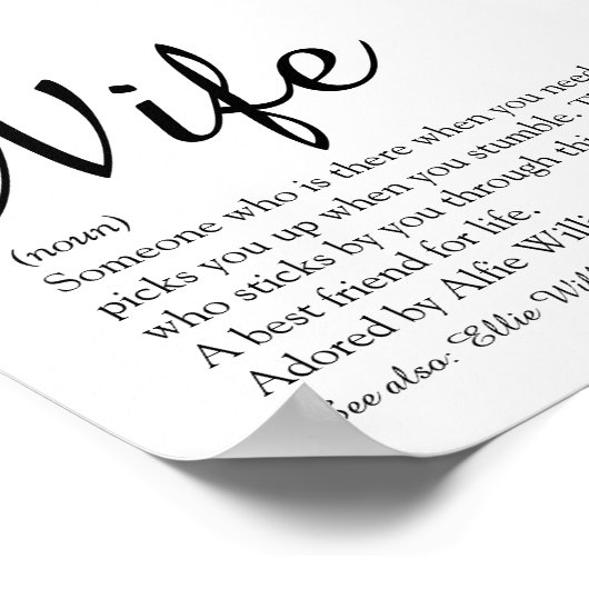 Elegantes Skript für die beste Ehefrau der Welt Poster (Ecke)