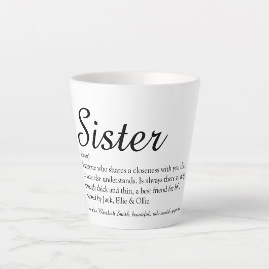 Elegantes Skript für die weltbeste Sister Definiti Milchtasse (Vorderseite)