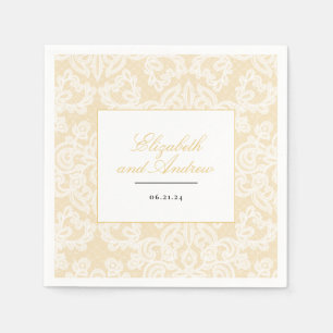 Elegantes Skript für Schwarz und Gold Spitzen Serviette