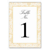 Elegantes Skript für Schwarz und Gold Spitzen Tischnummer (Vorderseite)