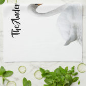 Elegantes Skript für weiße Schwäne Geschirrtuch (Gefaltet)