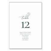 Elegantes Skript-Gästennamen Skript Hochzeit Tischnummer (Vorderseite)