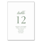 Elegantes Skript-Gästennamen Skript Hochzeit Tischnummer (Vorderseite)